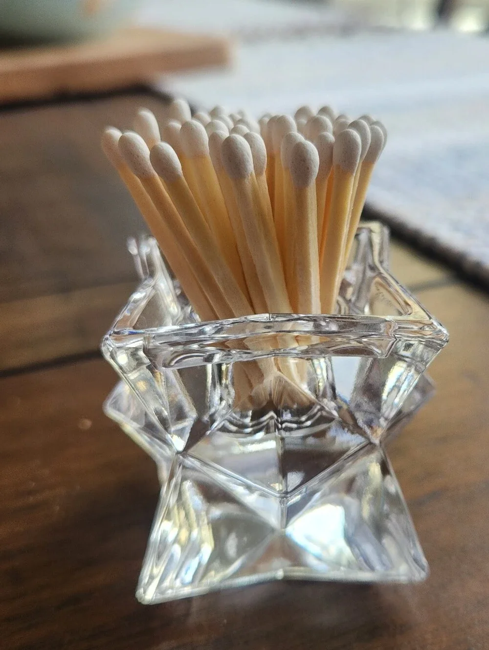 Coastal Decor Aqua Glass Candle Upcycled Vintage Matchstick Holder In Basket - Picture 4 of 5
